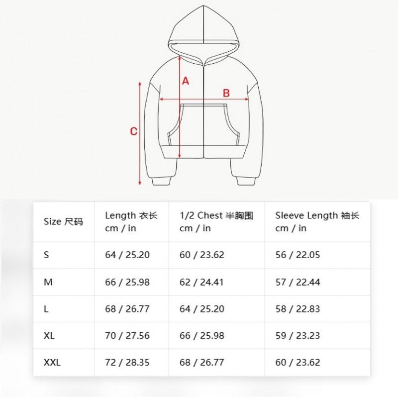 Unisex Retro Stamp Print Zip-Up Hoodie With Embroidery Pocket Loose Fit Streetwear Sweatshirt Fall