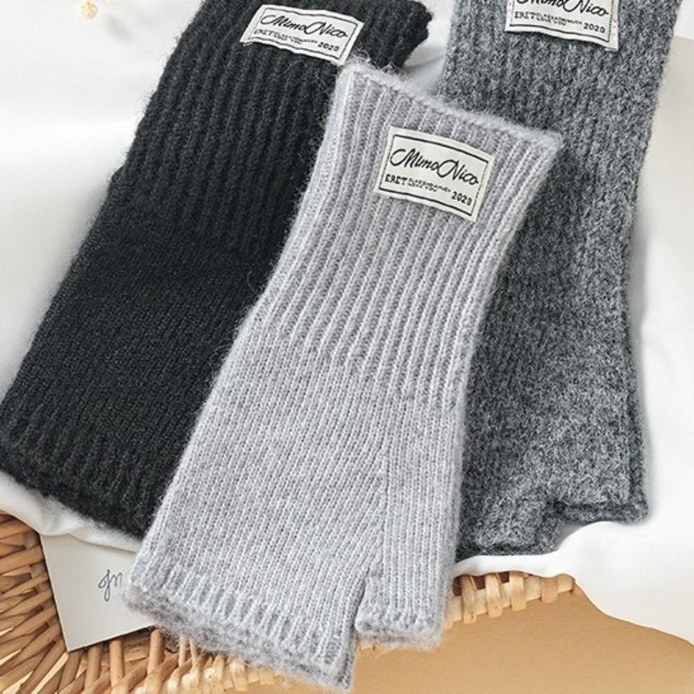 Touchscreen Knitted Gloves Knitted Half-Finger Gloves New Warm Wrist Cover Gloves Writing Use