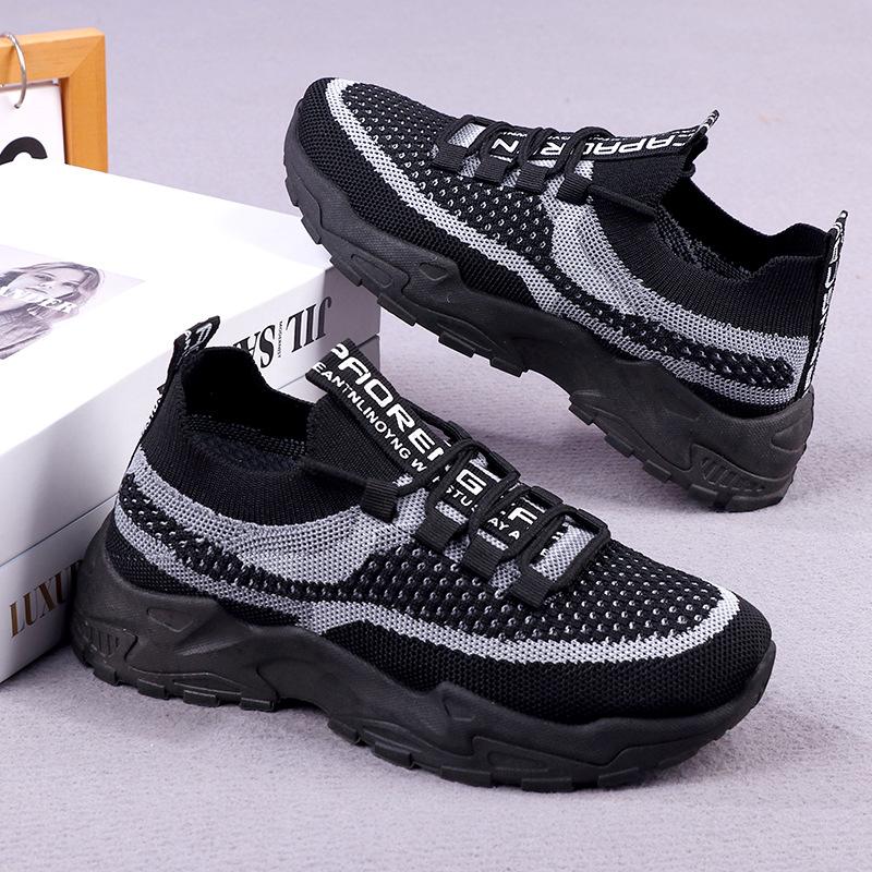 Flying woven mesh heightening dad shoes women's summer breathable running casual sports shoes versatile soft-soled women's shoes