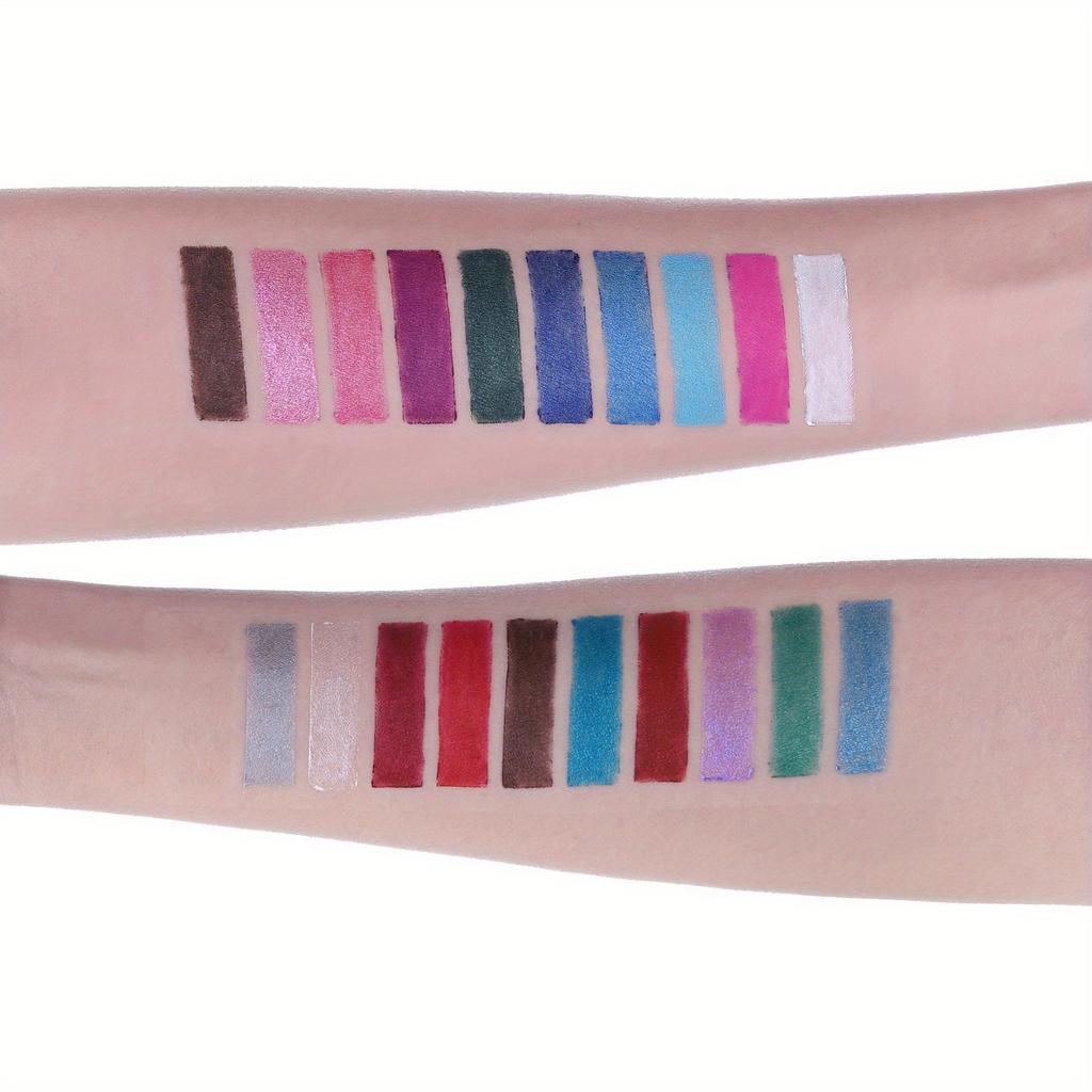 Conjunto Multifuncional de Lápis de Sombra com Glitter, 17 Cores | Delineador Metálico e Canetas de Maquiagem | Longa Duração