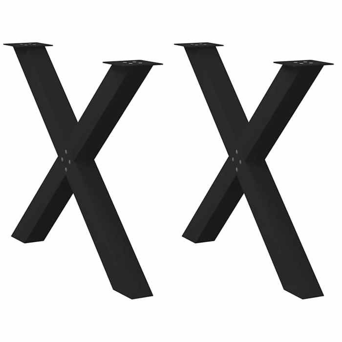 VidaXL Dining Table Legs In X-Shape, 2 Pieces, Black, 90 X (72-73) Cm, Steel 4012984