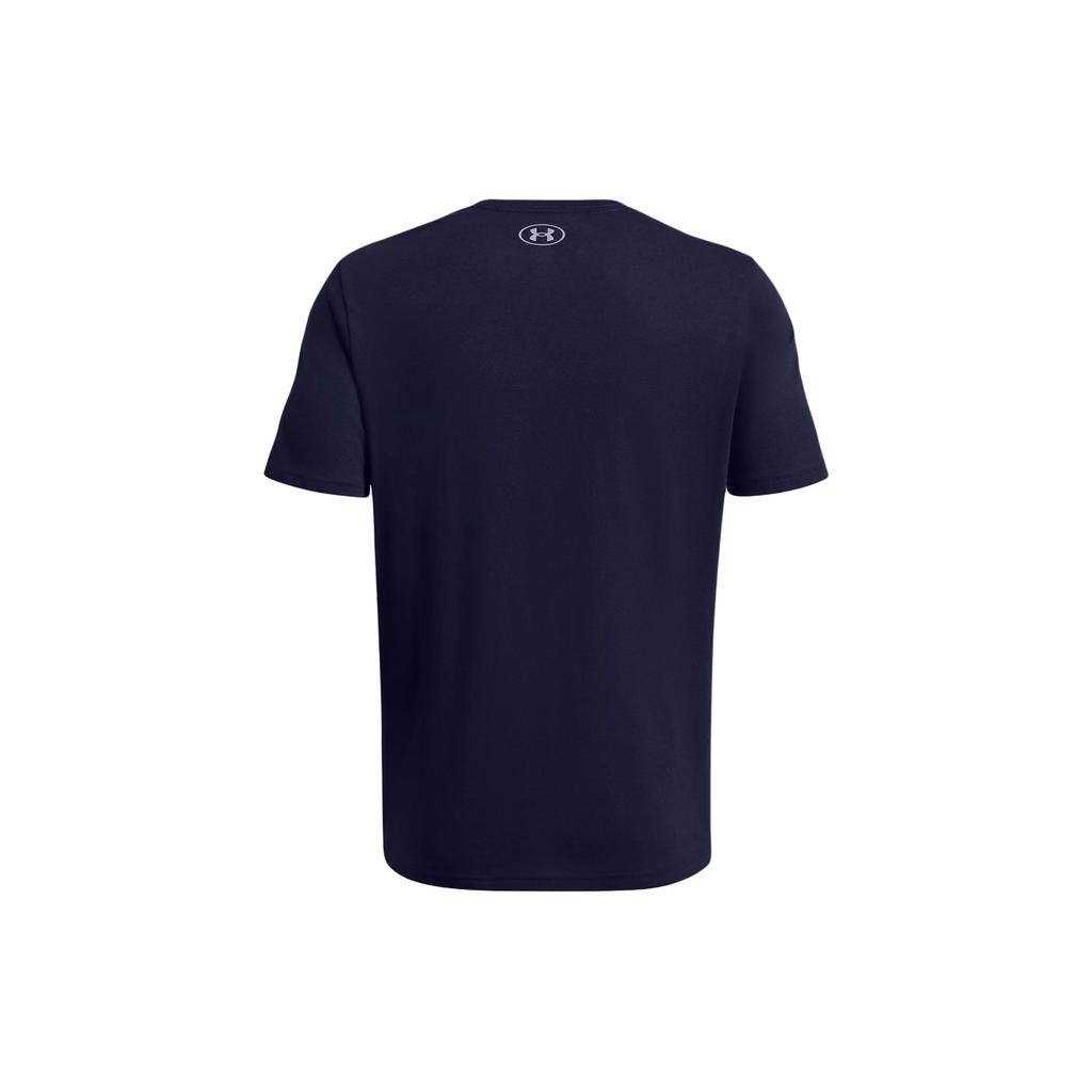 Under Armour Letter Logo Print Crew Neck Short Sleeve T-Shirt Men Tops Navy-Blue 1382915-410