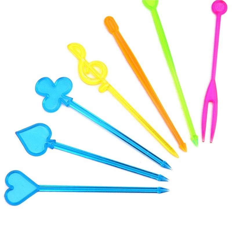 50 Stück Bunte Bento Lebensmittel Gebäck Obst Picks Gabeln Lunchbox Zubehör Deko Werkzeug Zufällige Farbe