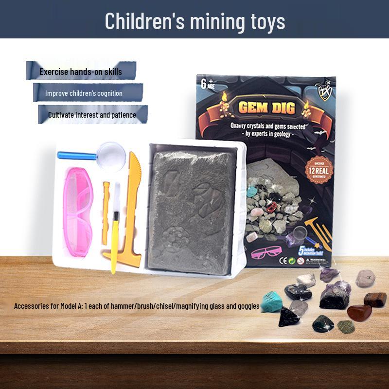 Dinosaur Fossil & Gem Excavation DIY Kit – Educational Archaeological Toy for Kids