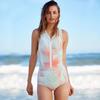 Maillot de bain une pièce imprimé à manches longues pour femme pour le surf et la plongée