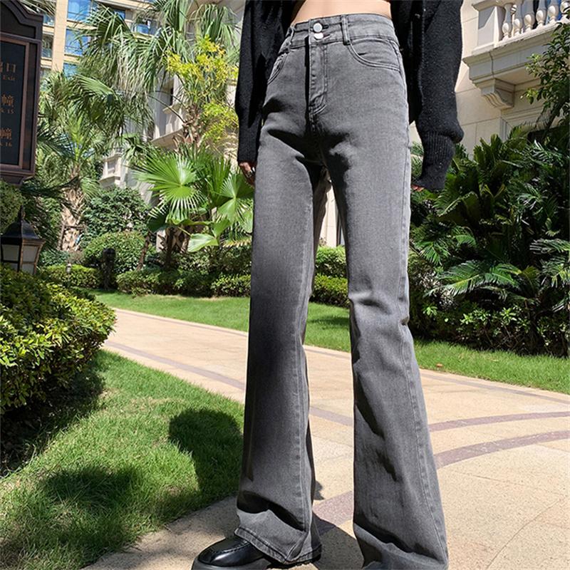2022 Spring Autumn Elastic High Waist Comfortable Korean Fashion Style Denim Pant TrouserFlare Jeans Jeans For Women Harajuku