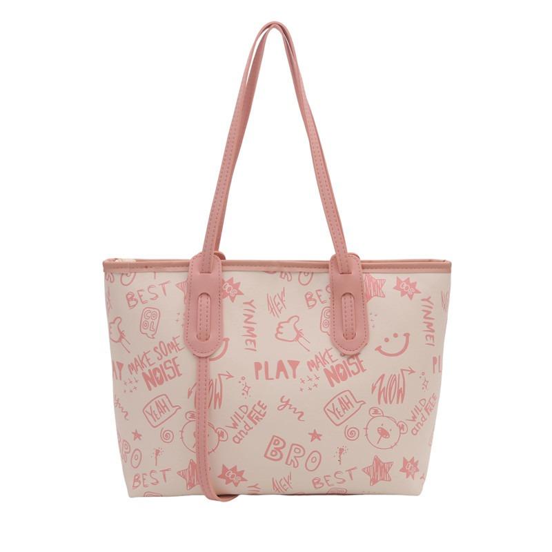 Simple Temperament Summer New Small Fresh Printing Large Capacity Tote Bag Women's Shoulder Commuter Backpack