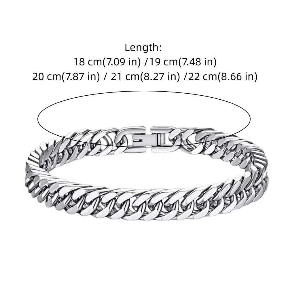 European Elegant Cuban Chain Bracelets Buckle Stainless Steel Metal Hand Chains Gold Black Steel Link Bracelet Hip Hop