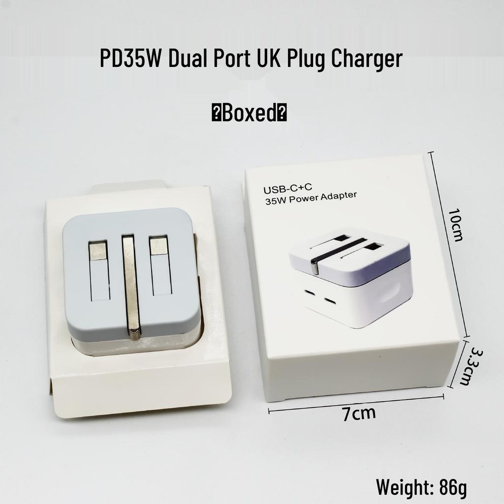 Universal Fast Charger 35W for Apple 14 - Foldable with Multi-Port, Compatible with UK, EU, and US Standards