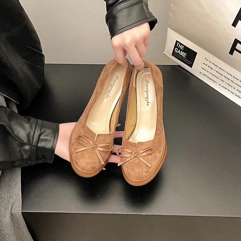 

Дизайнерские Винтажные Женские Туфли-Лодочки Модная Обувь с Бантом-Бабочкой Платформа Высокий Каблук Вечеринка Клубная Обувь 34 коричневый