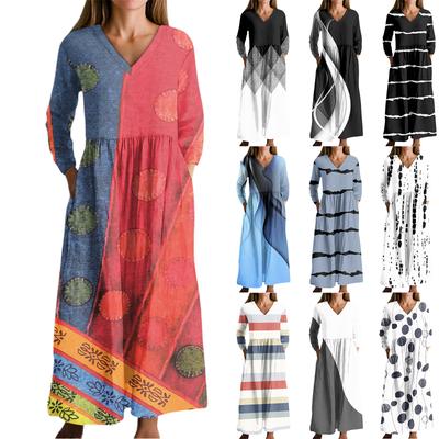 Rochie de Modă pentru Femei Primăvară Decolteu în V Rochie cu Mânecă Lungă