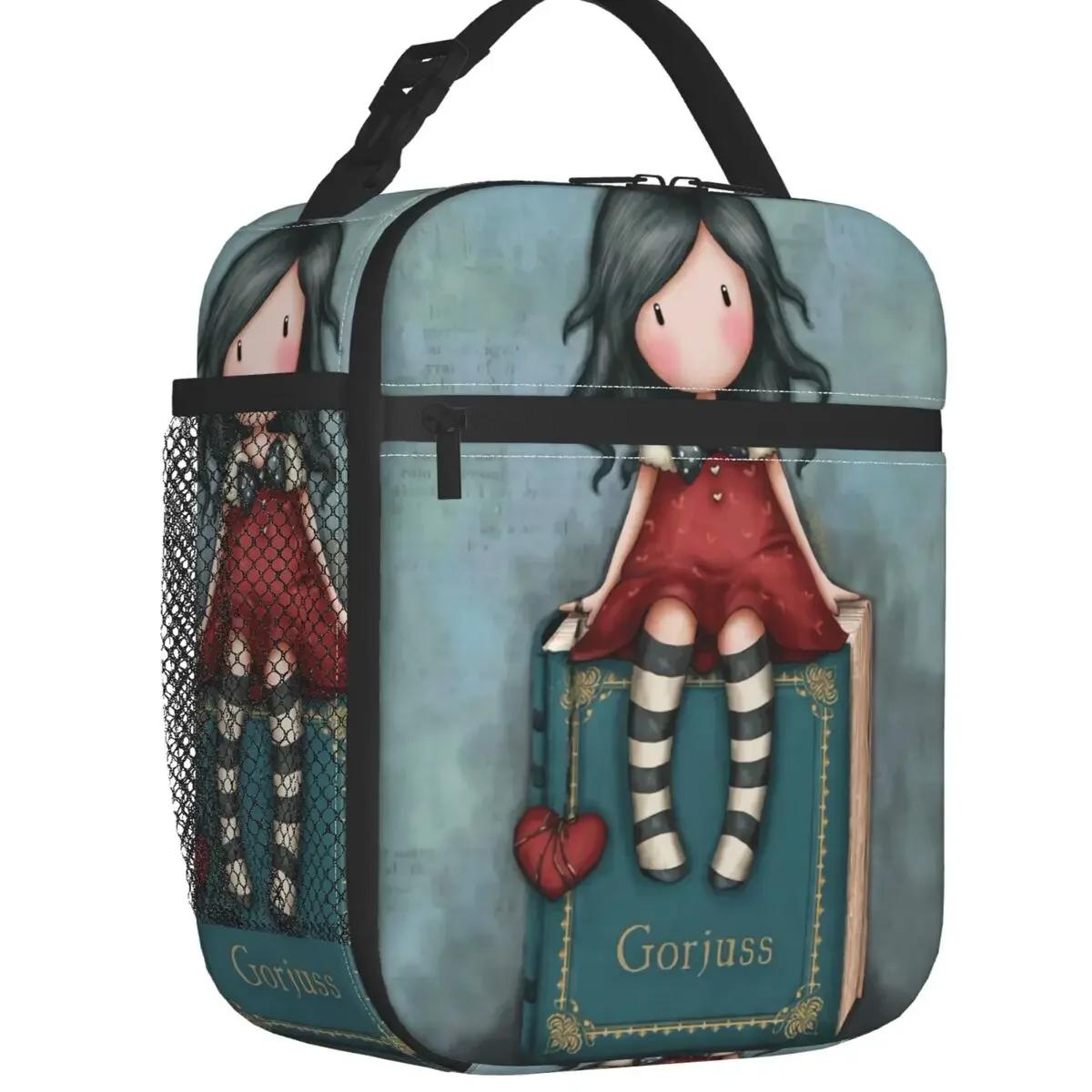 

Gorjuss лялька багаторазова ланч-бокс водонепроникний аніме дівчина тепловий кулер для їжі ізольований обідній мішок школярів-студентів 26x21x11CM темно-сірий колір