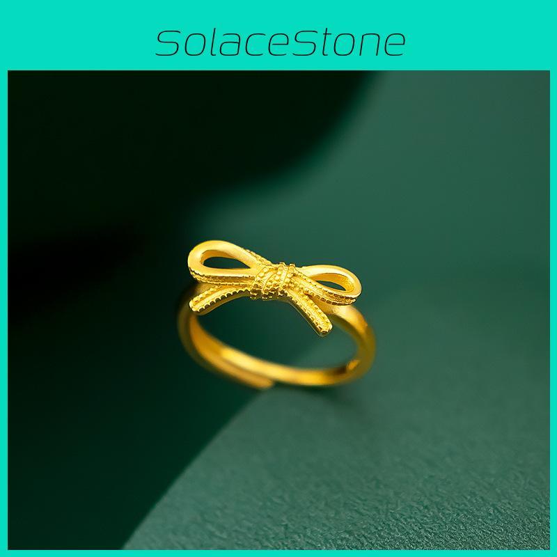 Stunning Gold Plated Bow Ring For Women Sweet Charming Hand Jewelry Gift