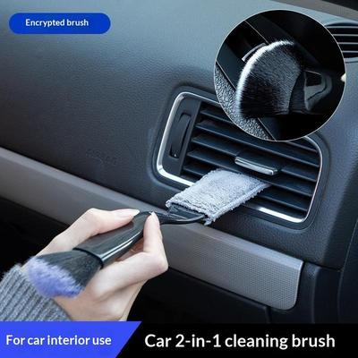 2 In 1 Car Double Head Cleaning Brush Duster Interior Detailing Soft Tool For Vents Dashboard Screen