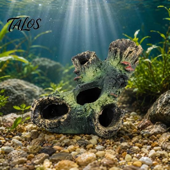 Fish Shelter Ornament Decaying Trunk Aquarium Hide, Decorative Betta Hideout, with Multiple Holes Realistic Tank Hideout And Caves, Resin Log Cave for