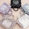 Jan étoile Ita Bag, All Lace, Ribbon, Pearl, and Ruffle Design, Feminine Handbag for Women, Large Capacity Shoulder Bag, Transparent, Stylish, Cute,