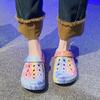 Summer Men's & Women's Sandals Tie-Dye Pattern Clogs Slip On Lightweight Two-Way Wear Garden Clogs Non-Slip Beach Slides