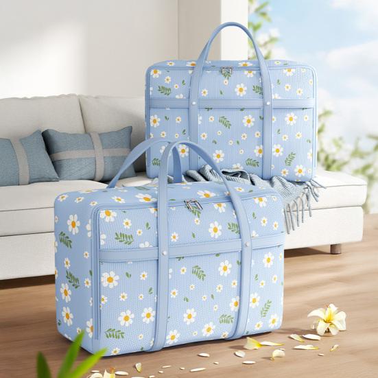 Storage Bag with Two-Way Zipper Extra Large Capacity Dust-Proof Organizer Flower Pattern Clothes Storage Bag