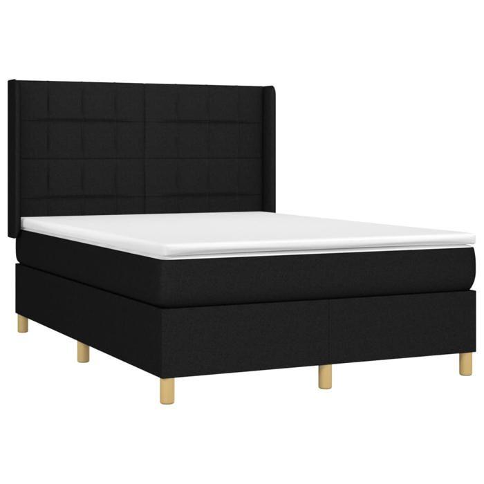 3131995 vidaXL Divan Bed with Mattress Black 140x200 Cm Fabric