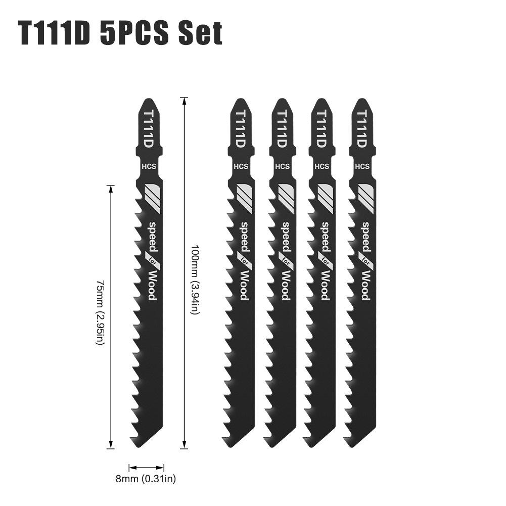 5PC T144D T244D T127D T111C HCS T-Shank Curved Jigsaw Blades For Wood Fast Cutting