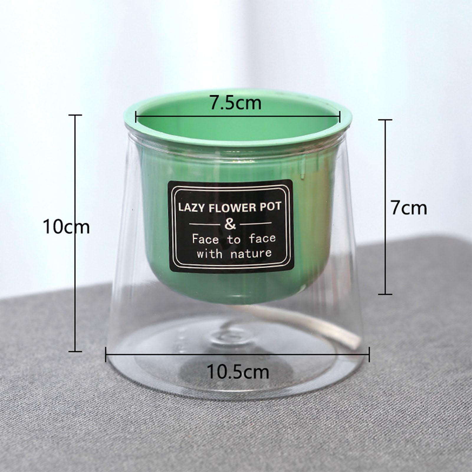 

Ленивый гидропонный цветочный горшок Автоматический влагопоглощающий цветочный горшок Прозрачный пластиковый самополивающийся кашпо Декор для рабочего стола зелёный