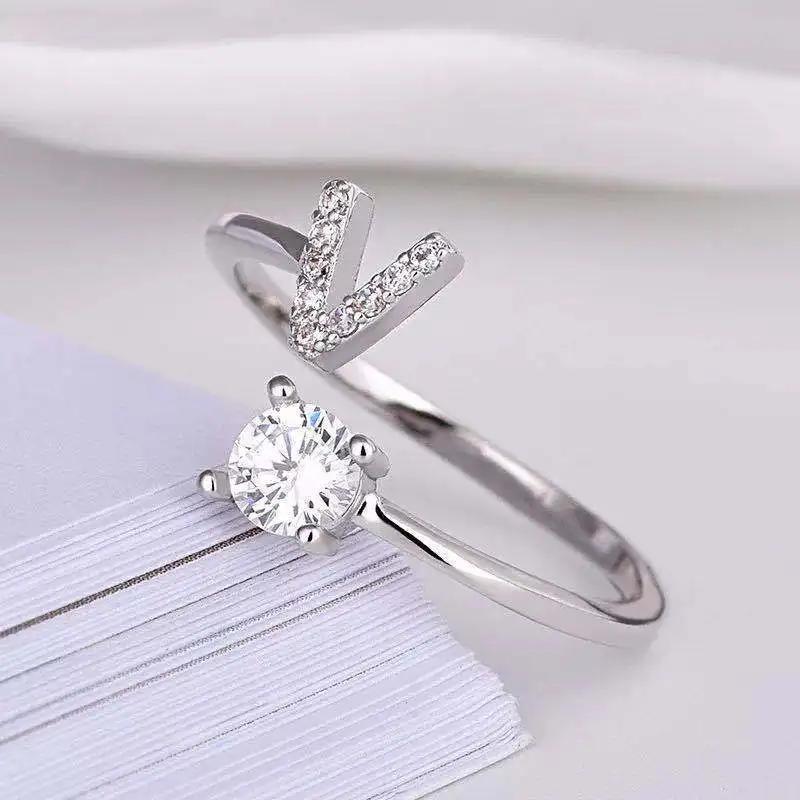 

26 Колец на пальцы с открытыми концами с английскими буквами A-Z, Инициалы, Имя, Алфавит, Женское креативное кольцо, Модное, Свадебная вечеринка, Циркон, Подарки