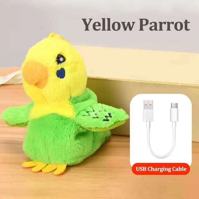 Cute Electric Screams Parrot Keychain Bag Squawking Moving Wing Bird Plush Toy Kids Plush Stuffed Simulation Pets Doll