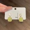 New square earrings temperament advanced sense simple imitation Hetian jade geometric stud earrings