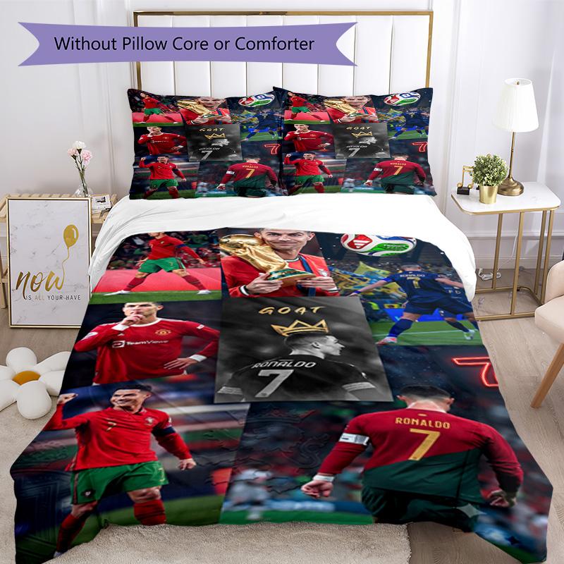 Ensemble de literie Cristiano Ronaldo Housse de couette respirante avec taies d'oreiller Linge de lit décoratif pour chambre à coucher Décoration de maison Cadeau d'anniversaire