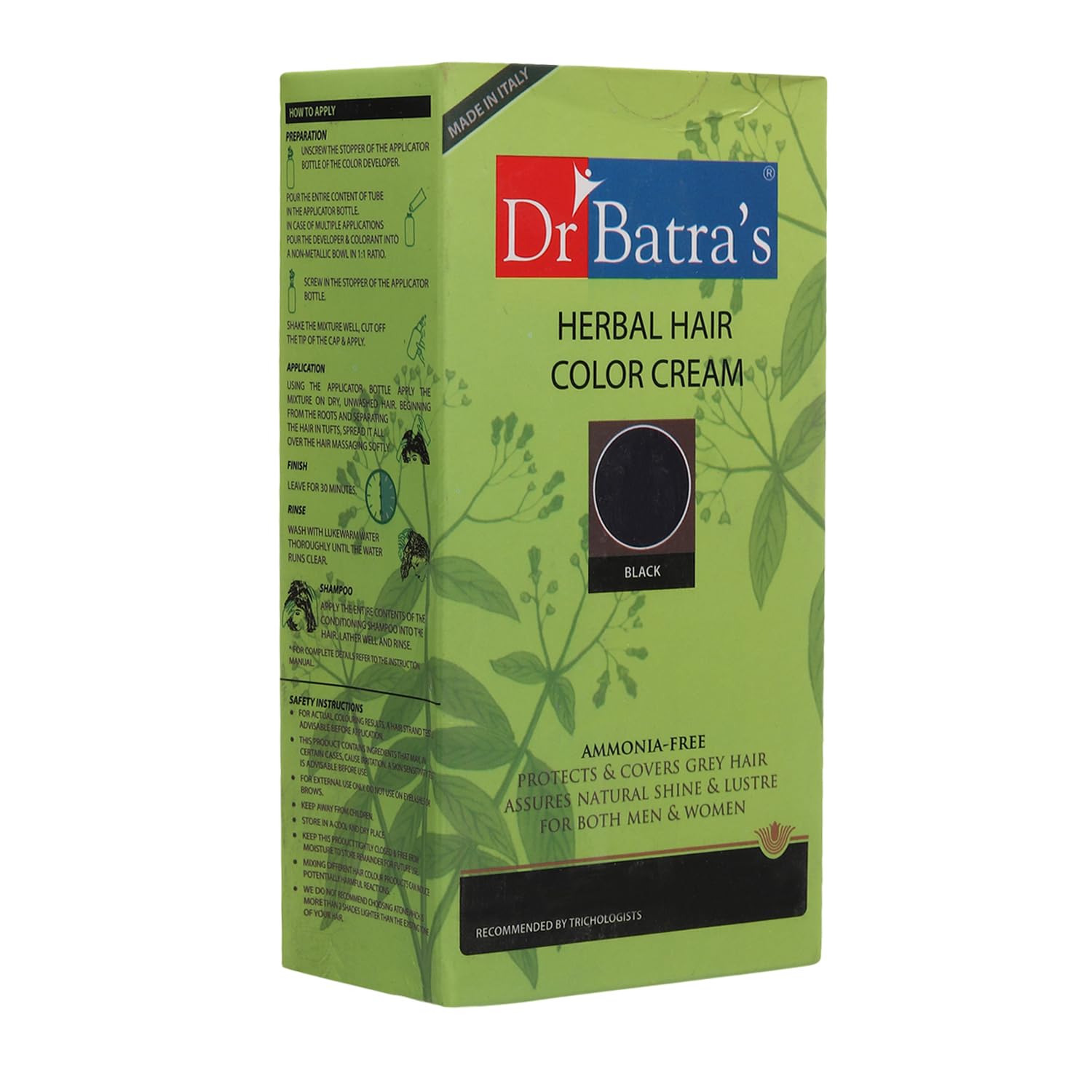 

Dr Batra’s Herbal Hair Colour Black 130g | Ammonia-Free Hair Dye for 100% Grey Coverage | Enriched with Henna, Amla & Thuja | Long-Lasting Natura