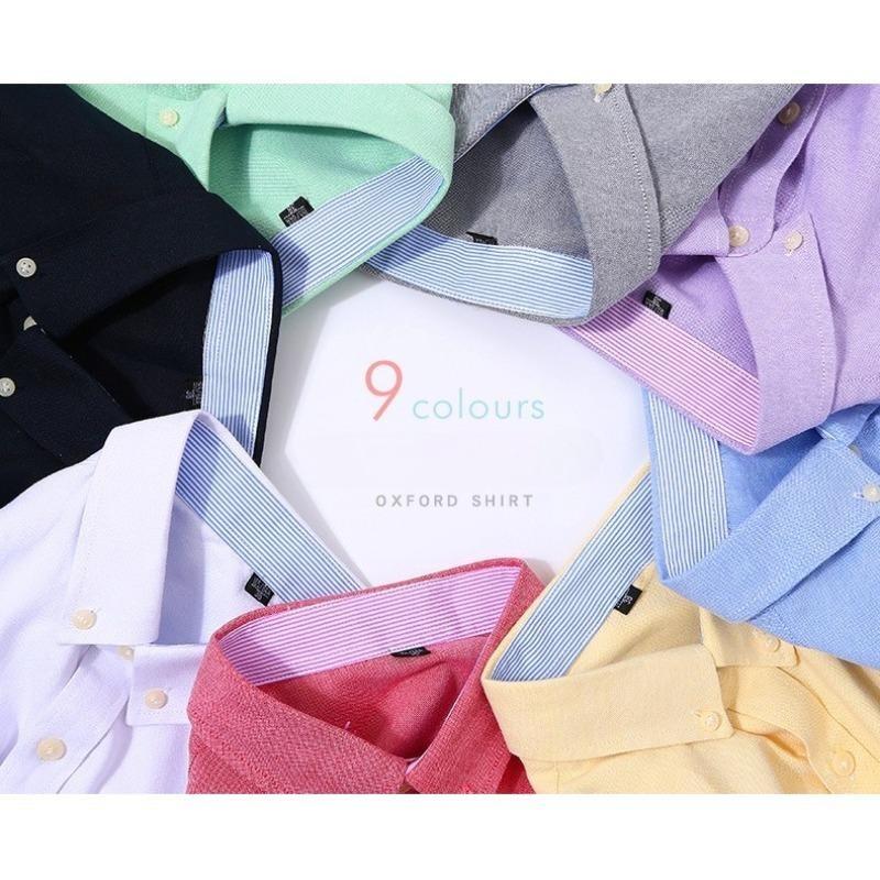 New Men's Oxford Striped Long Sleeve Shirt, Korean Slim Fit Youth Casual Fashion Button Up Shirt