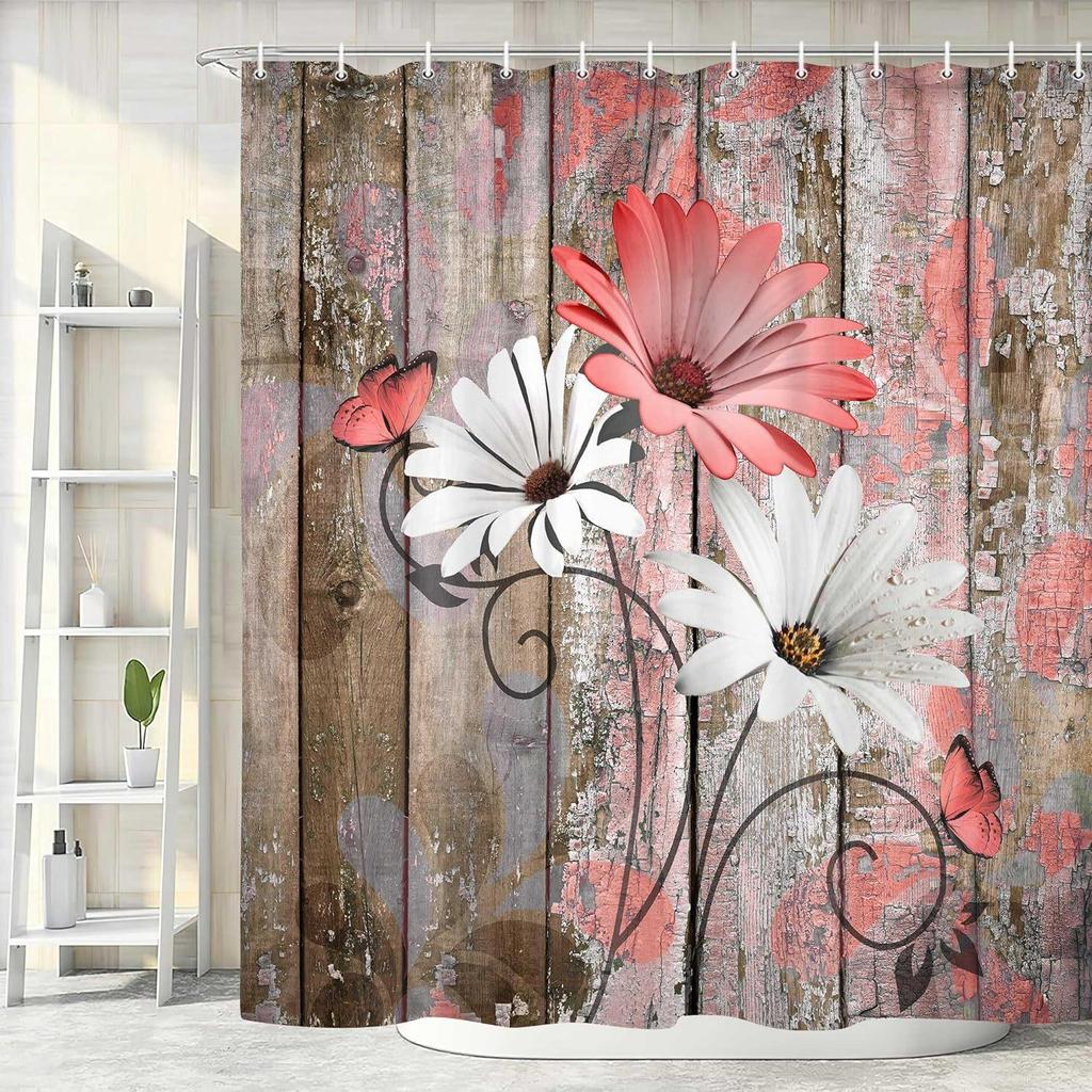 Chrysanthemum 3D Print Waterproof Polyester Shower Curtain