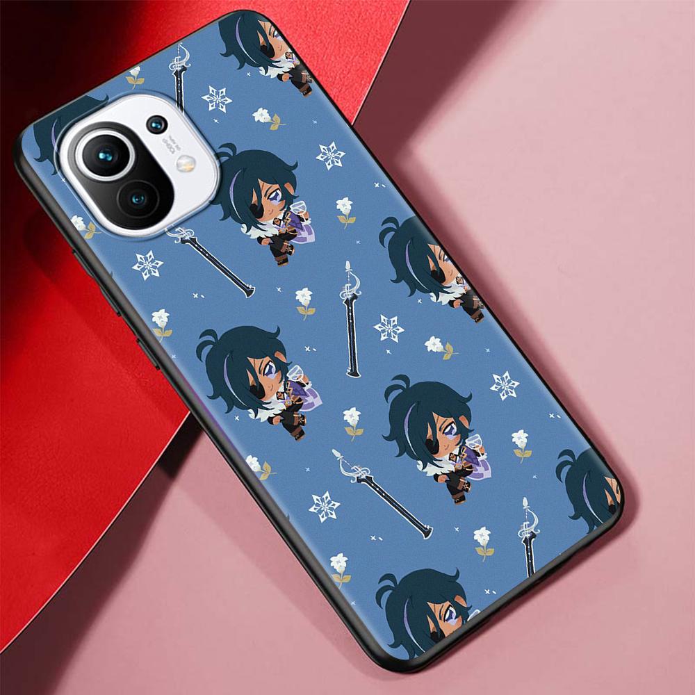 Cartoon Genshin Impact Case for Xiaomi Mi 11 Ultra 11T 10T 9T Pro Note 10 A2 9 8 Lite A3 CC9E 10S CC9 A1 Black Soft Phone Cover