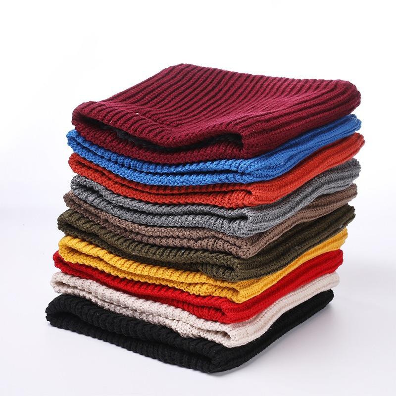 Winter outdoor knitted terry scarf pullover couple velvet solid color embroidery warm scarf women