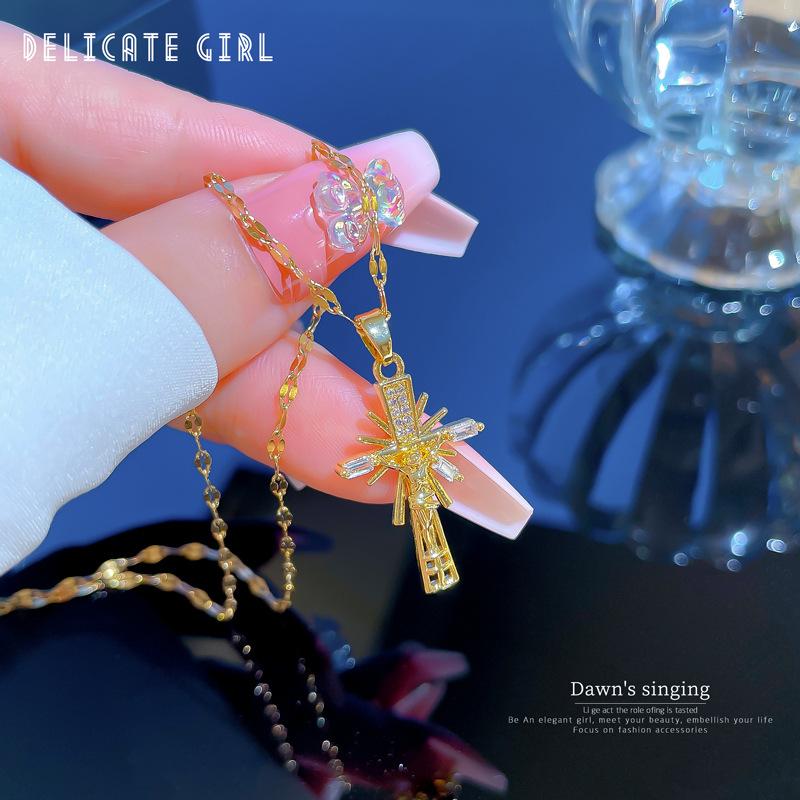 

Винтаж Минималистский Bling Крест Кулон ожерелья для женщин Девушка Подарок Годовщина Свадьба Модная шея Ювелирные изделия Гот Ожерелье