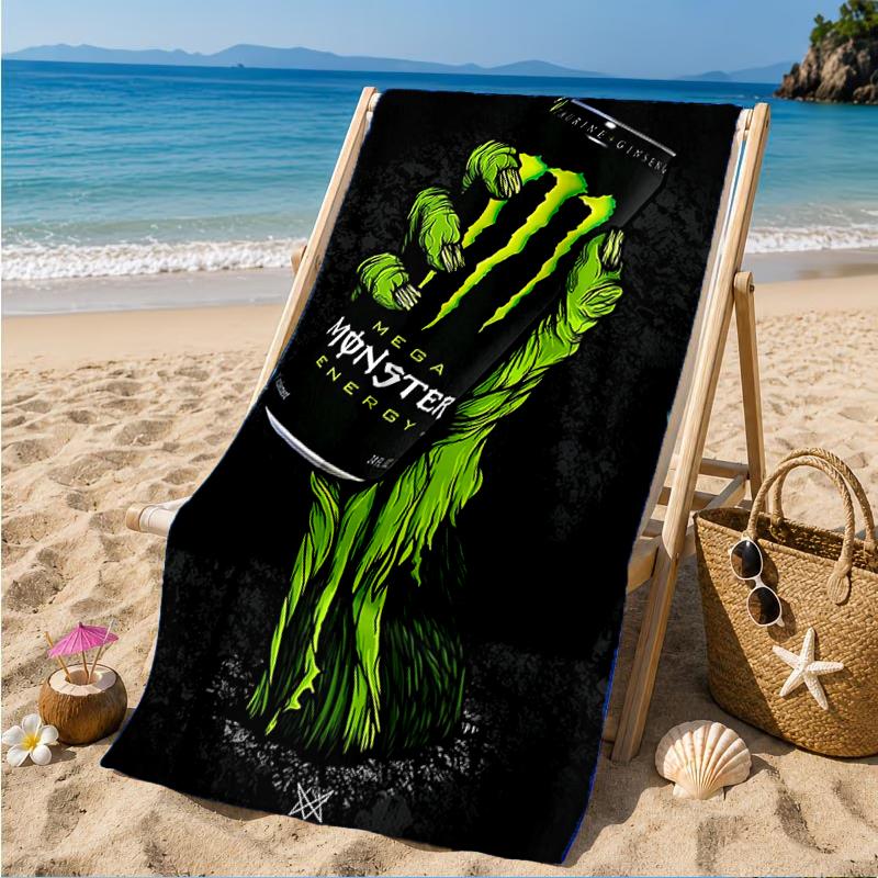 Monster Drink Beach Towel, Super Soft Microfiber, Perfect Gift for Her/Him, Birthday, for Pool, Beach, Travel, Decor Beach Party