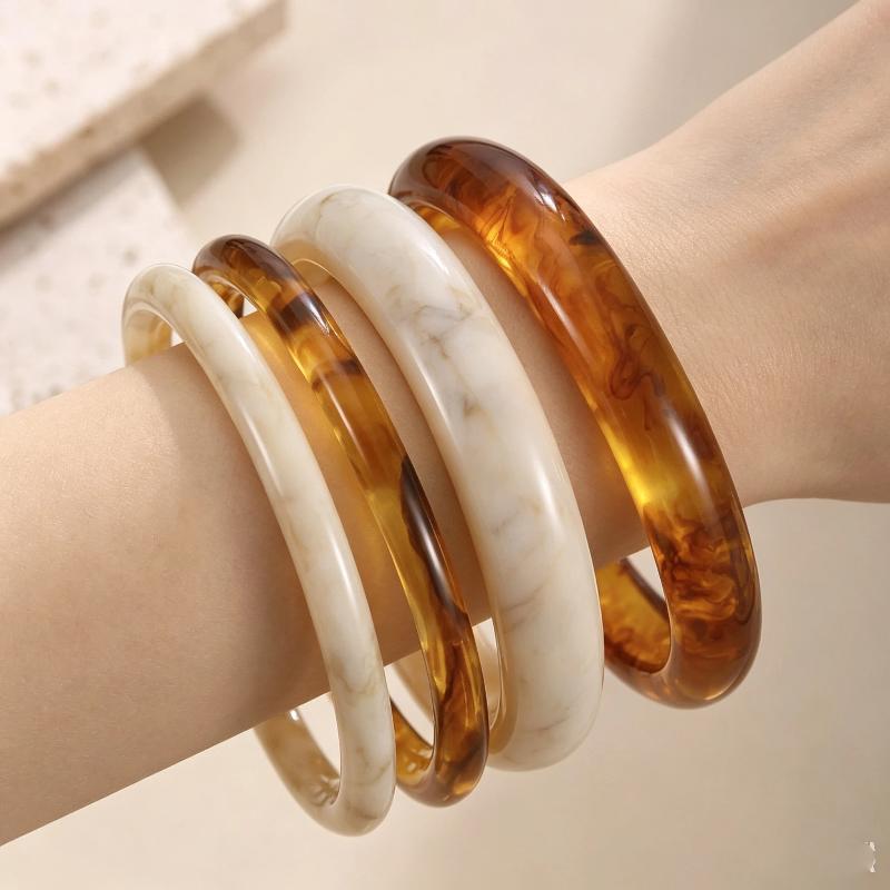 Boho Fashion Stackable Acrylic Resin Bangle Set for Women 1/4Pcs Bracelet Trendy Jewelry for Graduation Gift for Her
