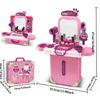 3 In 1 Toddler Vanity Makeup Table Girls Vanity & Suitcase Fashion Set Pretend Play Travel Suitcase Fashion Beauty Set for Girls