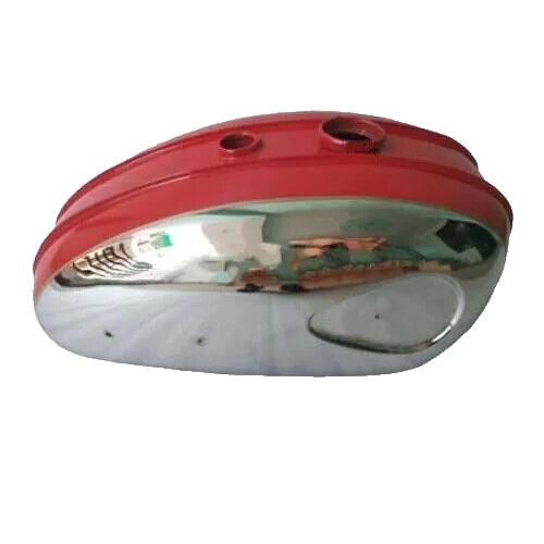 BSA C15 CHROMED AND RED PAINTED STEEL GAS FUEL PETROL TANK |Fit For