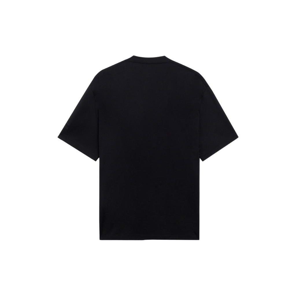 Li Ning T Shirts Unisex Black Crew Neck Moderate Straight Fit AHSS167-4