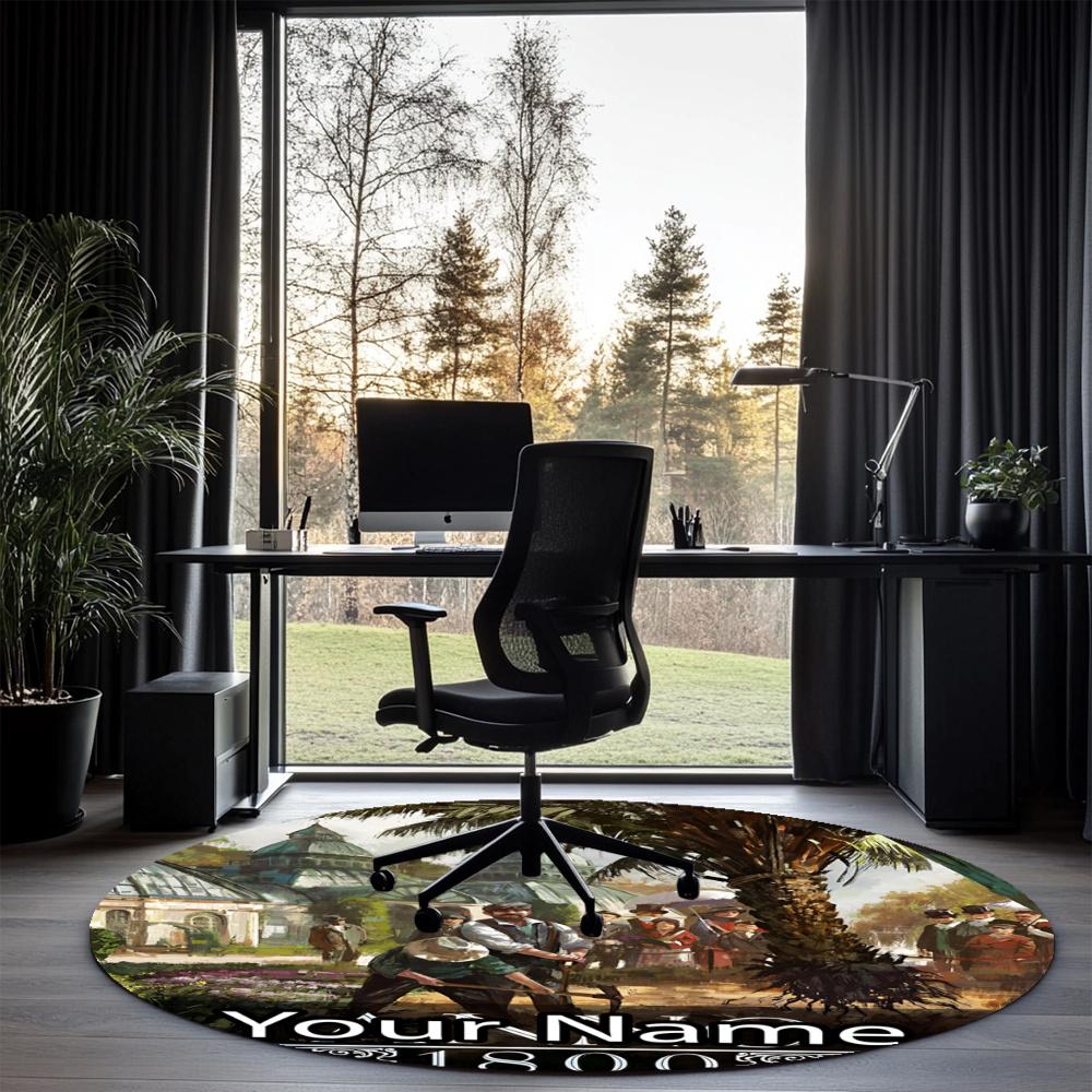 Custom Name Anno 1800 Printed Round Rug Carpet Chair Rug Area Rug Entryway Doormats,for Office Chair Living Room Bedroom Kitchen Room.