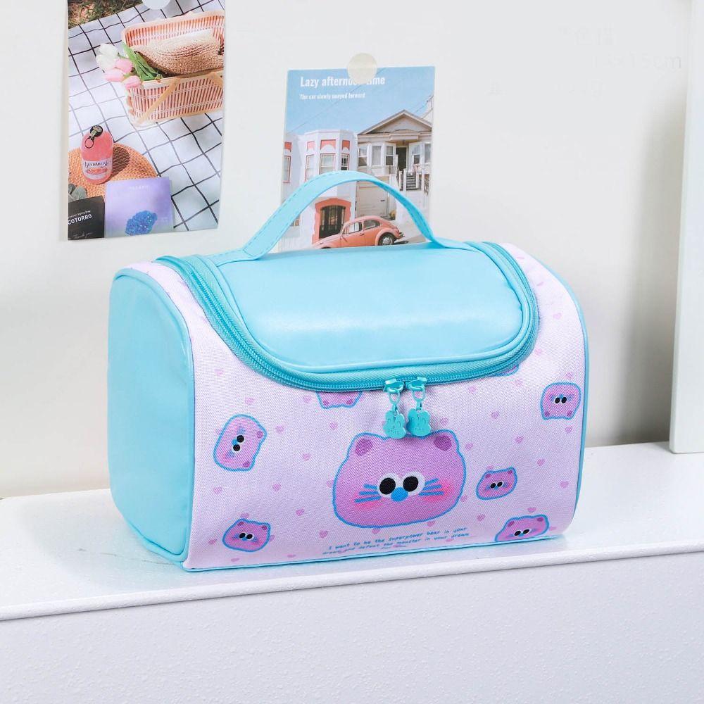 Large Capacity Kitten Makeup Bag Korean Style Toiletry Bag Portable Handheld Cosmetic  Bag  Woman
