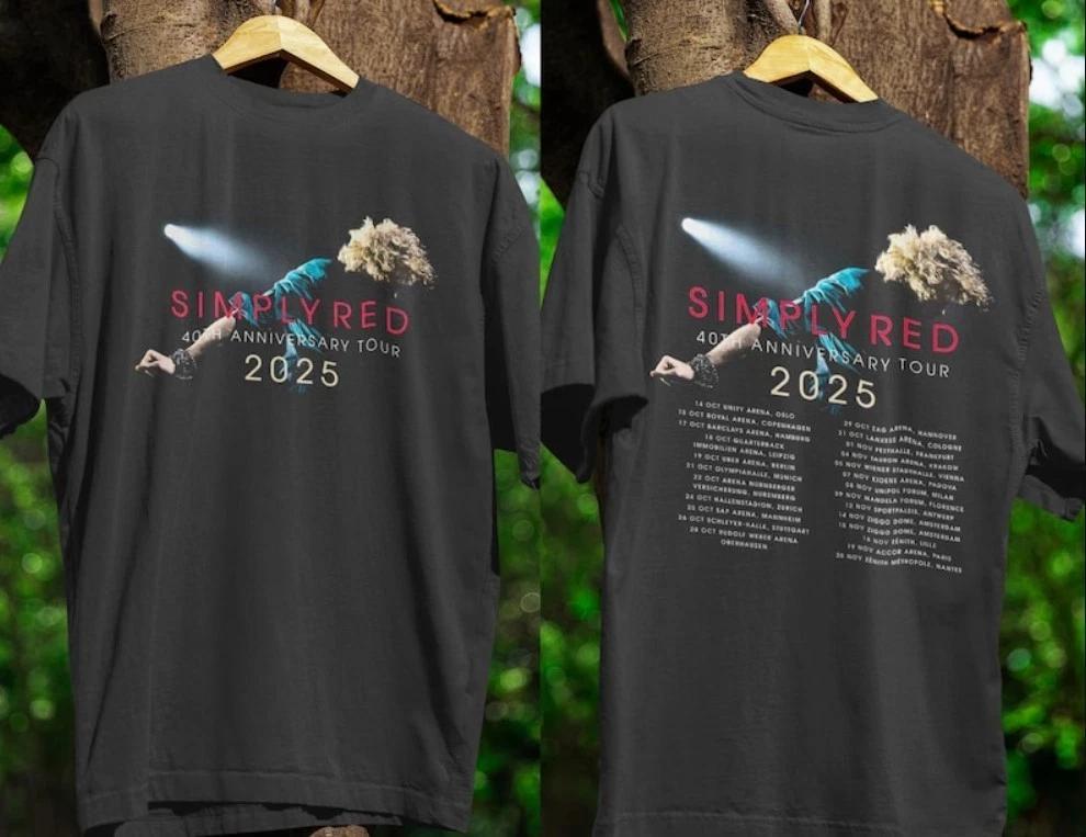 Simply Red 2025 Shirt – 40 Years Anniversary Tour Merch 4XL