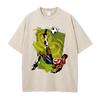 Anime Football Printed T-shirt Vintage Washed Oversized T Shirt Summer Short Sleeve Pure Cotton Tees Tops Clothing