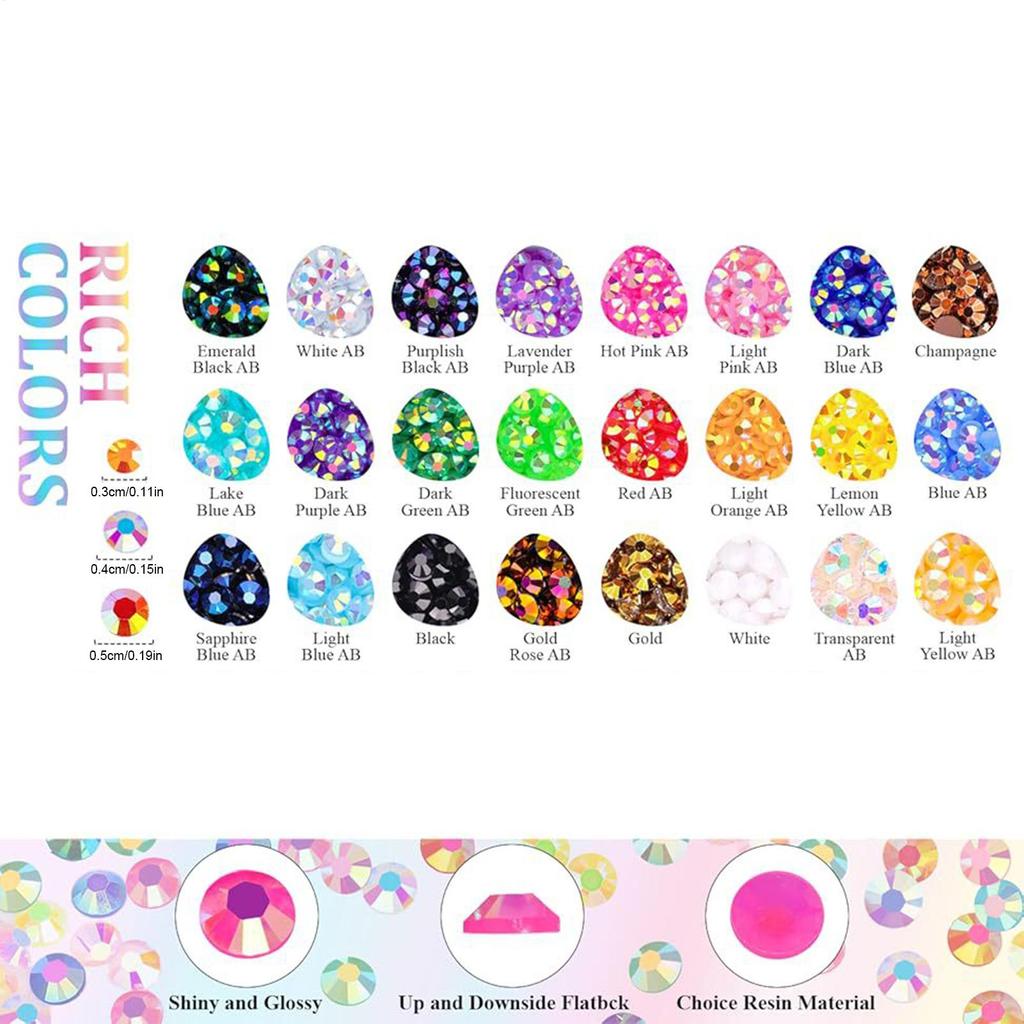 Resin Jelly Rhinestones Kit Round Flatback Non Hotfix Glitter Crystal Gem For DIY Clothes Nails Art Decorative Accessories