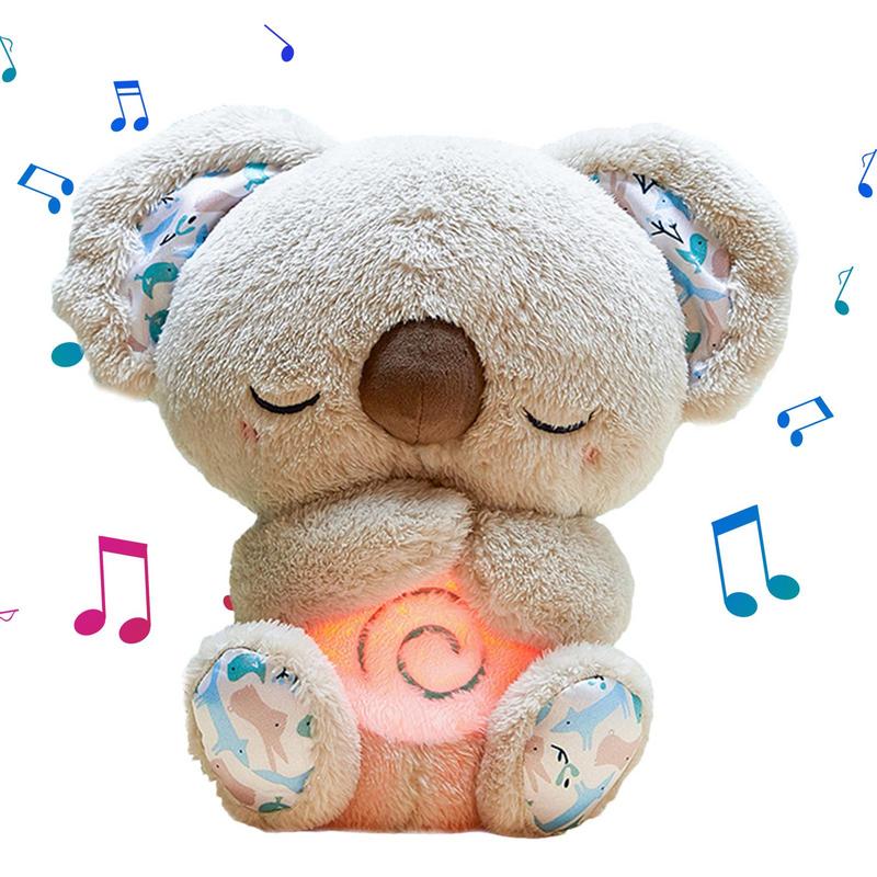Breathing Bear Baby Soothing Koala Plush Doll Toy Baby Kids Soothing Music Baby Sleeping Companion Sound and Light Doll Toy Gift