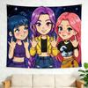 Trendy Kpop Wall Tapestry Cute Cartoon Starry Backdrop Aesthetic Room Decor for Kpop Fans Durable  Washable Bedroom Tapestry
