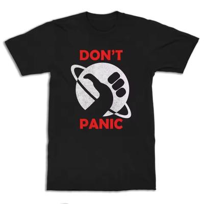 Don't Panic! The Hitchhiker's Guide To The Galaxy T-Shirt Sci-Fi Comedy Fan T-Shirt Men's Casual Wear