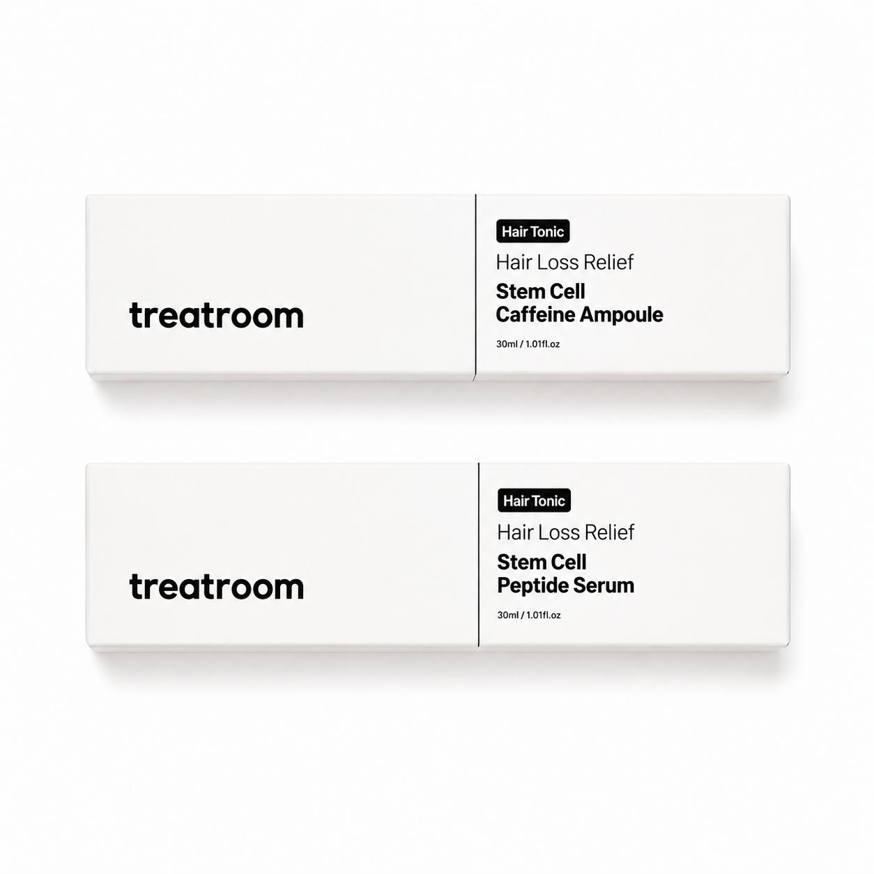TREATROOM Tägliches Haar- & Kopfhautpflege-Set Koffein-Ampulle & Peptid-Serum 30ml + 30ml SET(2ea)