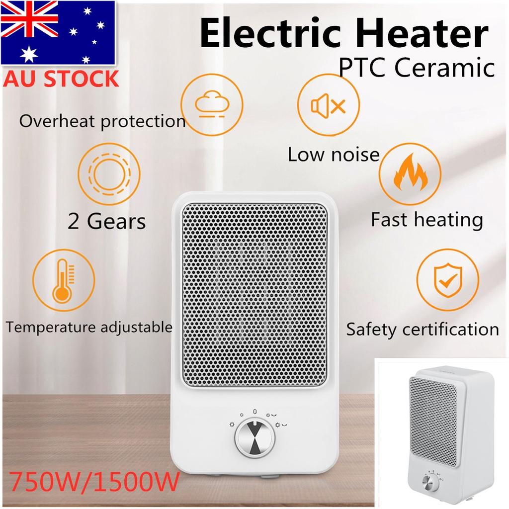 750W/1500W Electric Heater Portable Heating Fan Mini Desktop Air Cold Warm Heater Fan Winter 2Gear for HomeOffice